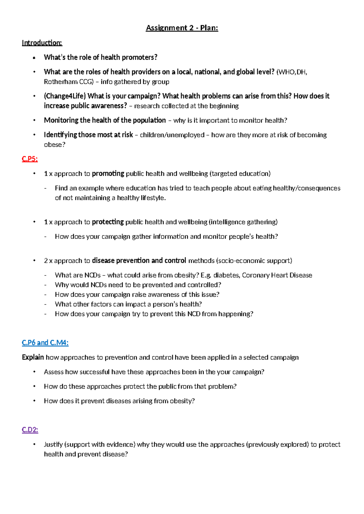 HSC Assignment 2 Plan: Health Promotion and Disease Prevention ...
