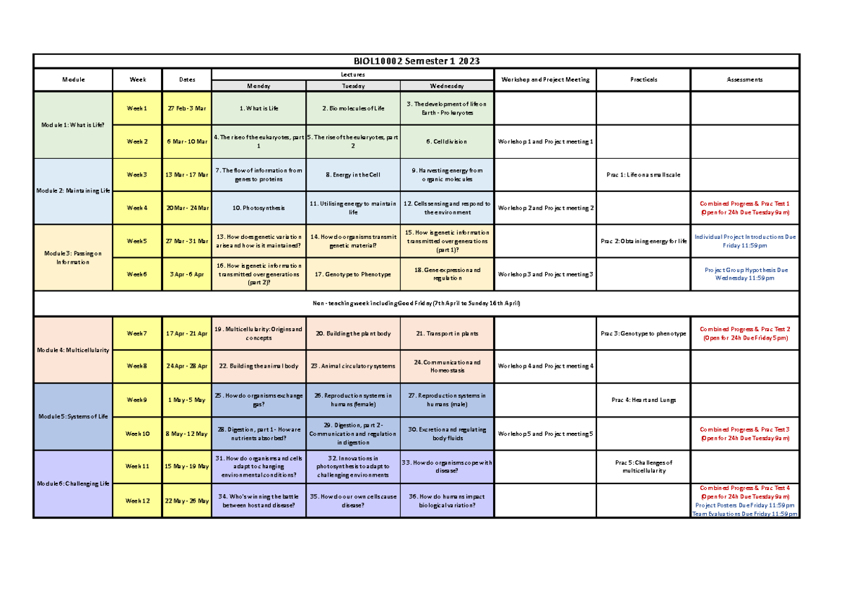 10002 - Timetable - Monday Tuesday Wednesday Week 1 27 Feb - 3 Mar 1 ...