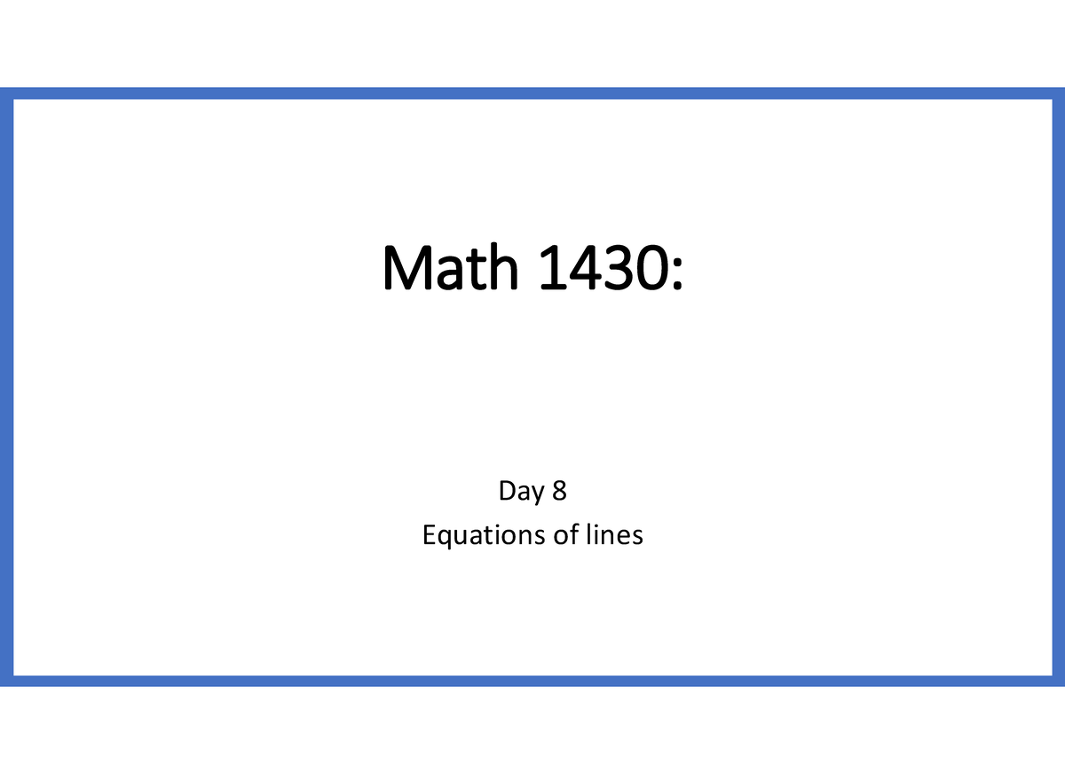 M143 Recitation Week 4: Review of Lines and Circle Equations - Studocu
