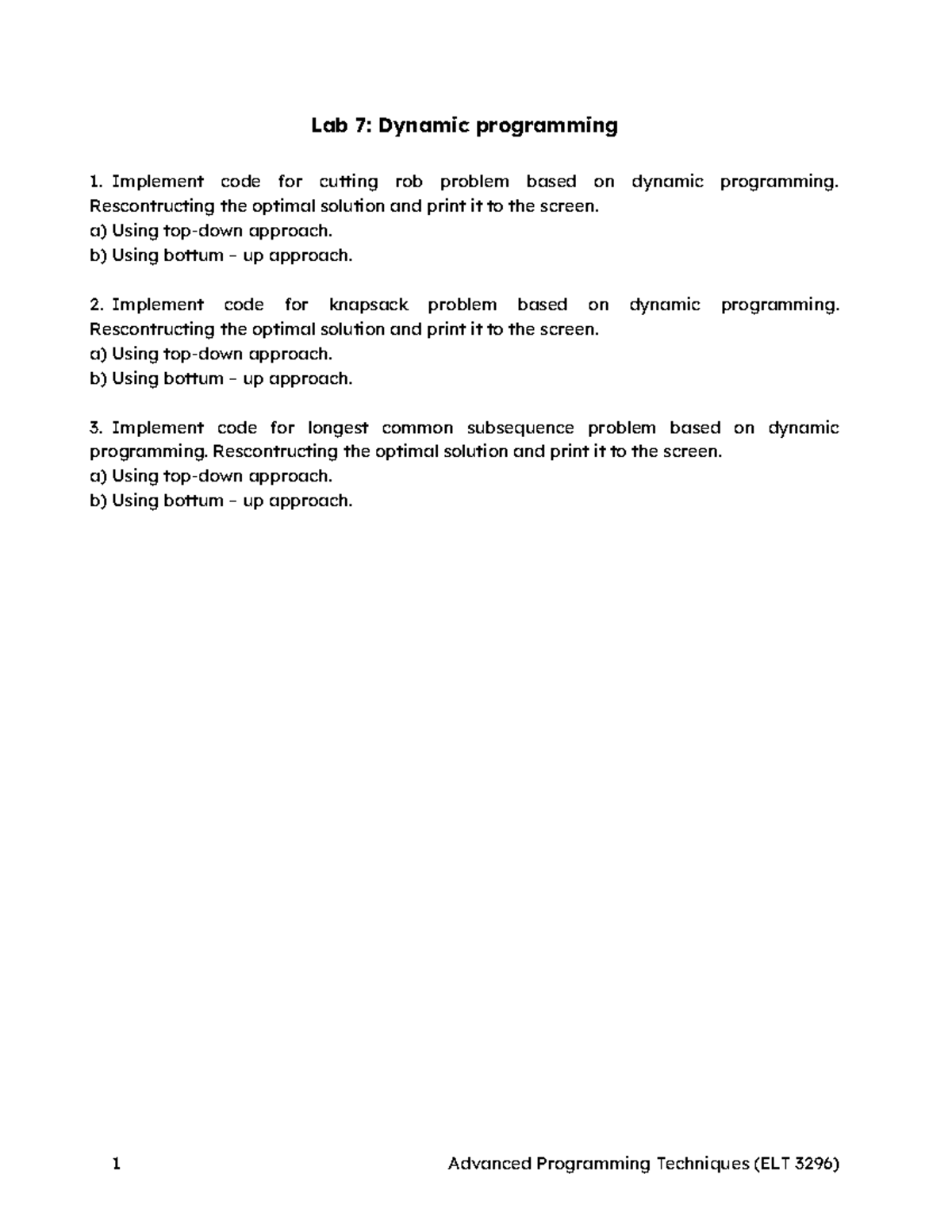 Lab 7. Exercises - Bài tập về nhà phần Dynamic Programming - Lab 7 ...