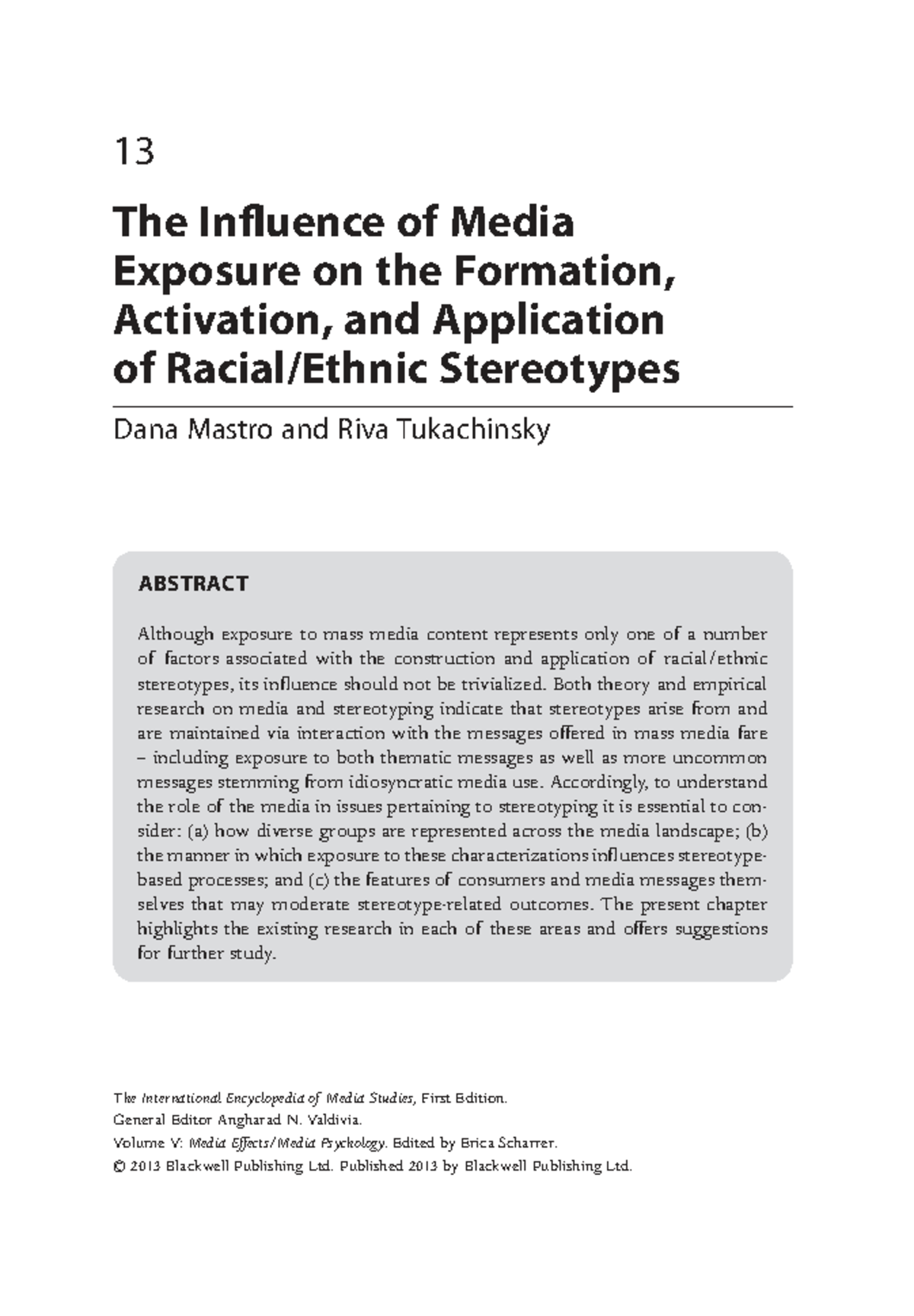 The Influence of Media Exposure on Racial/Ethnic Stereotypes (13) - Studocu