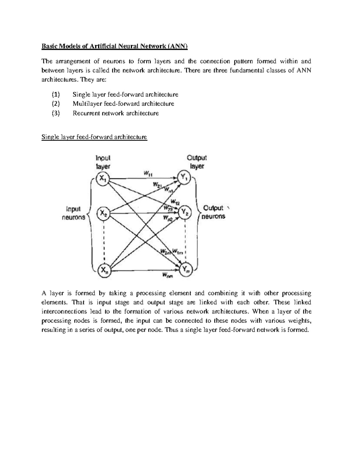 Basic Architecture of Artificial Neural Network - Basic Models of ...