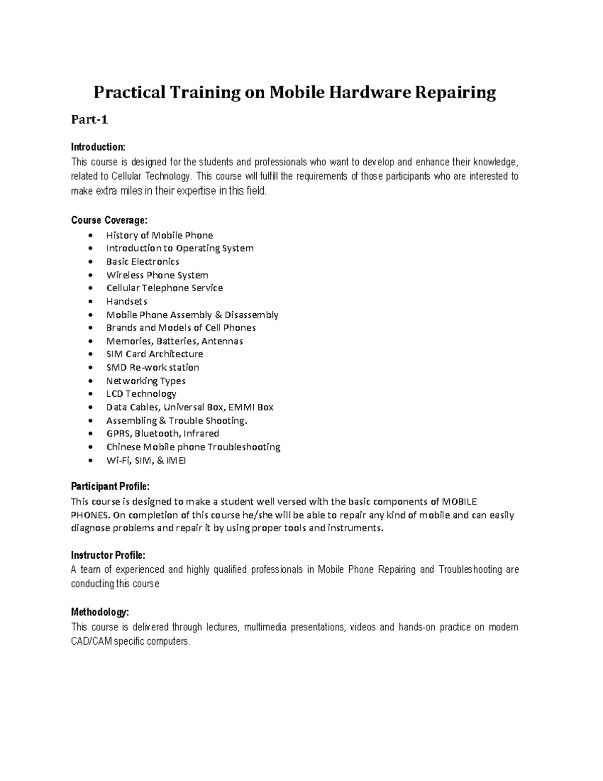 Mobile Hardware Repairing Course Overview and Training Details - Studocu