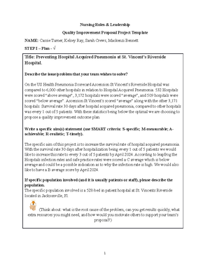 QI Proposal Project Template - Quality Improvement Proposal Project ...