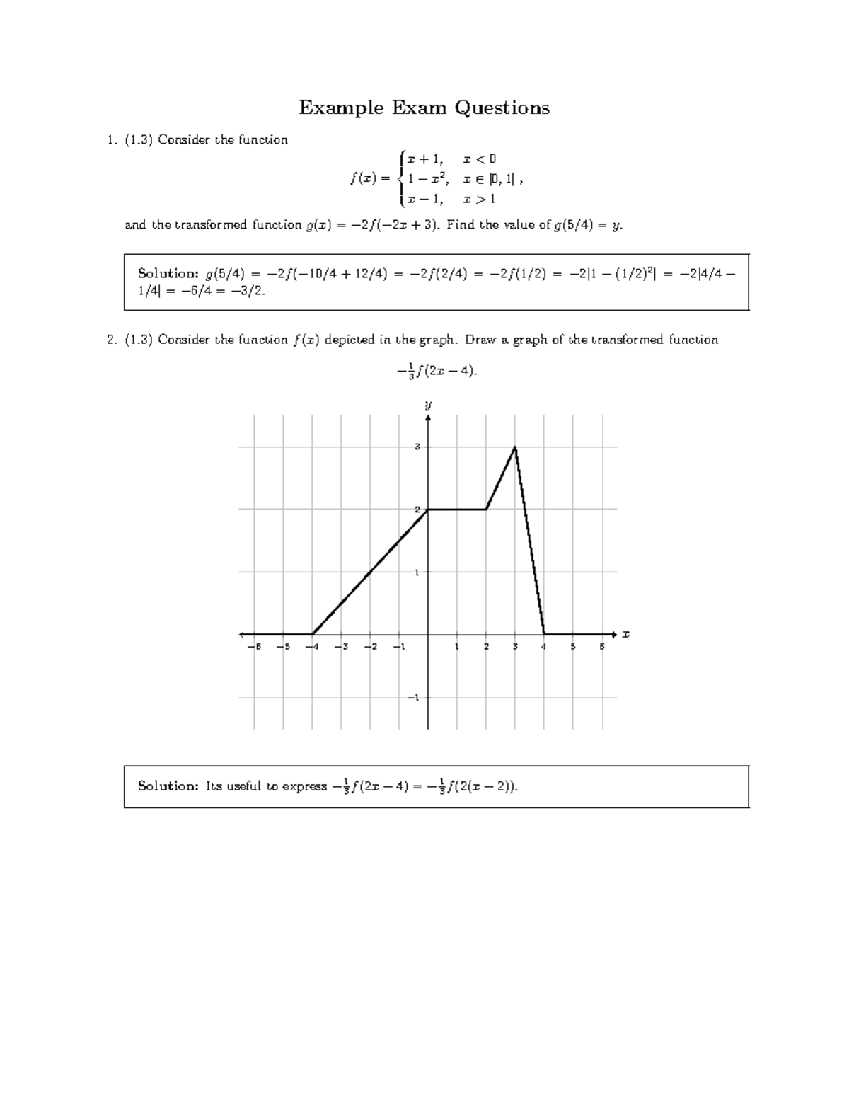 Math1310 Midterm Exam 1 Practice Problems & Detailed Solutions - Studocu