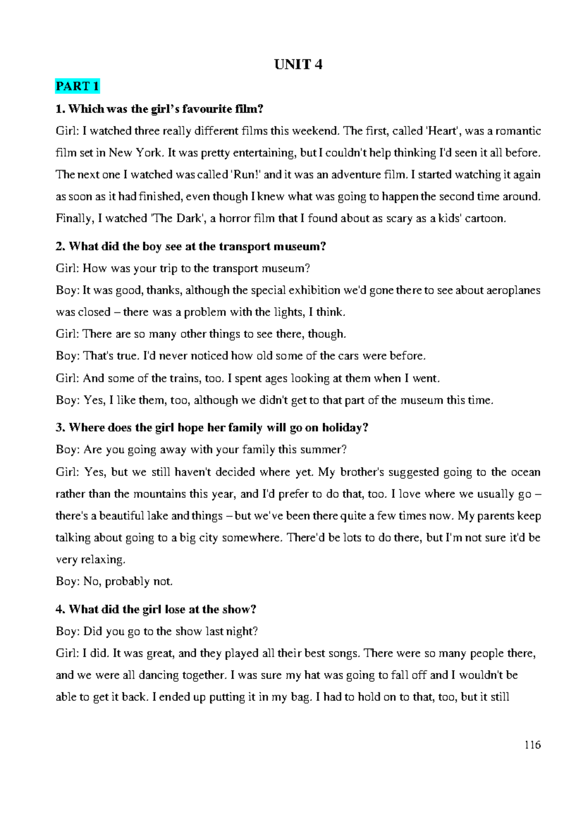 SM UNIT 4 AS - Listening Comprehension Answers - Studocu