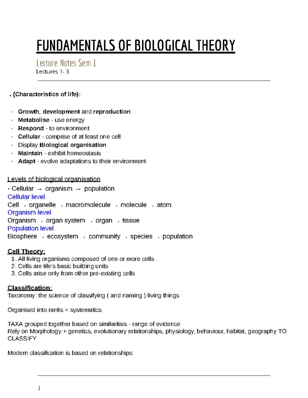 Fundamentals OF Biological Theory - FUNDAMENTALS OF BIOLOGICAL THEORY ...