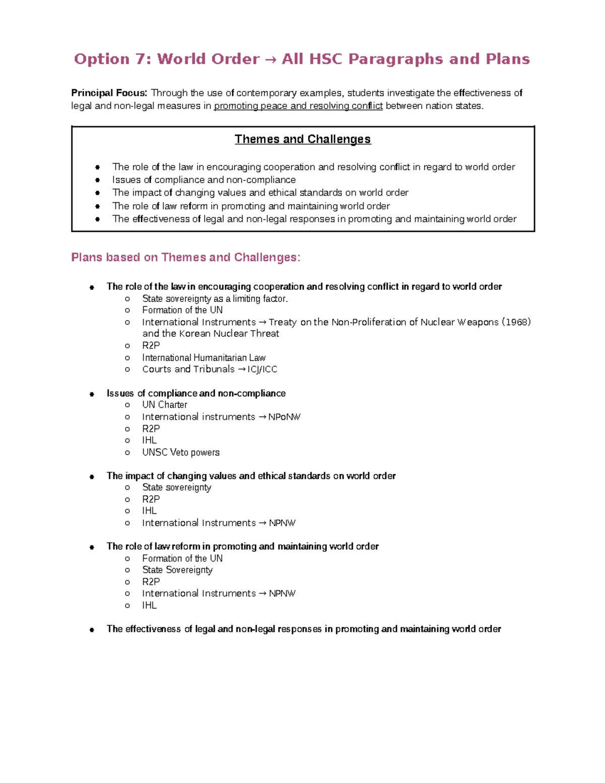 World Order: Key Themes and Challenges - Syllabus Notes - Studocu