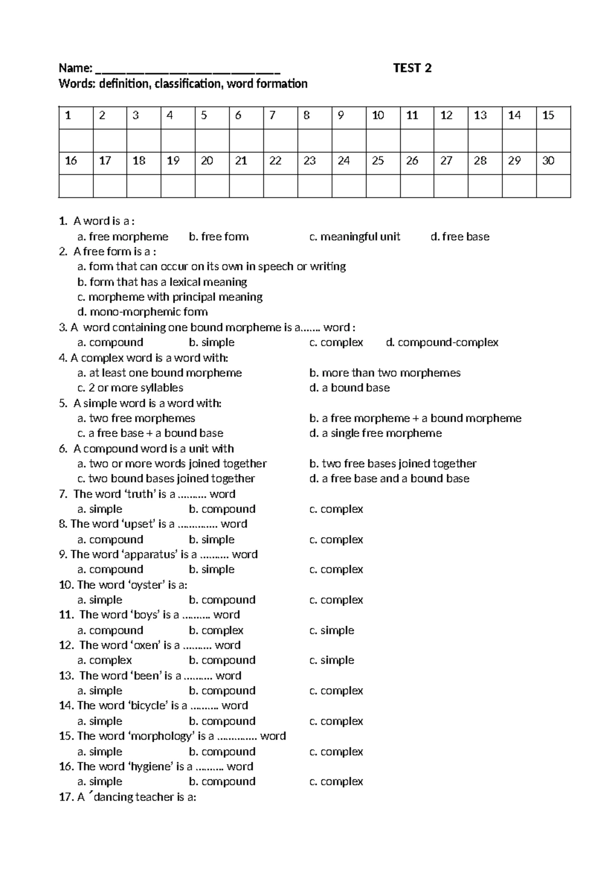 WEEK 2: Definitions, Classifications, and Word Formation Concepts - Studocu