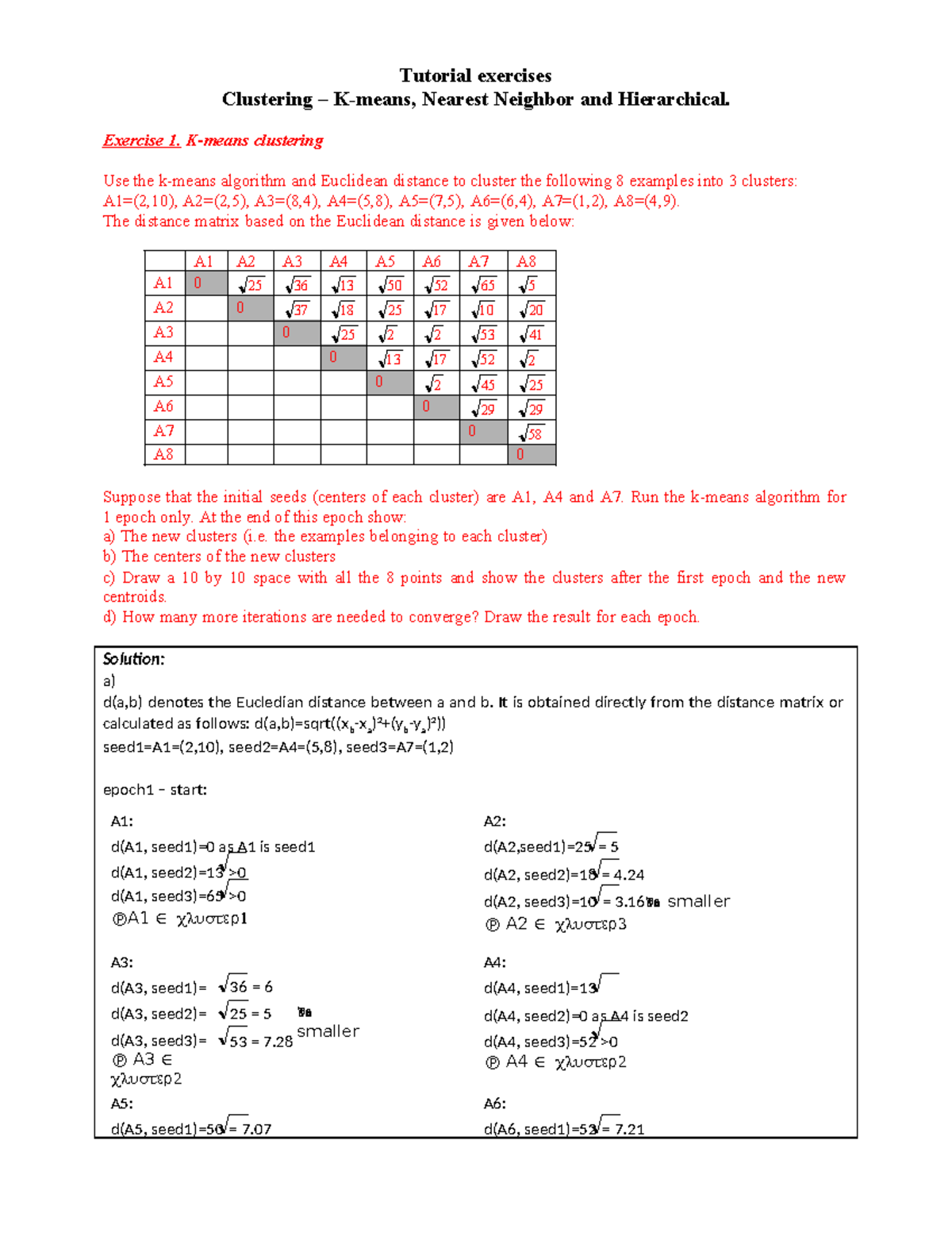Exercises 695Clus: K-means and Hierarchical Clustering Solutions - Studocu