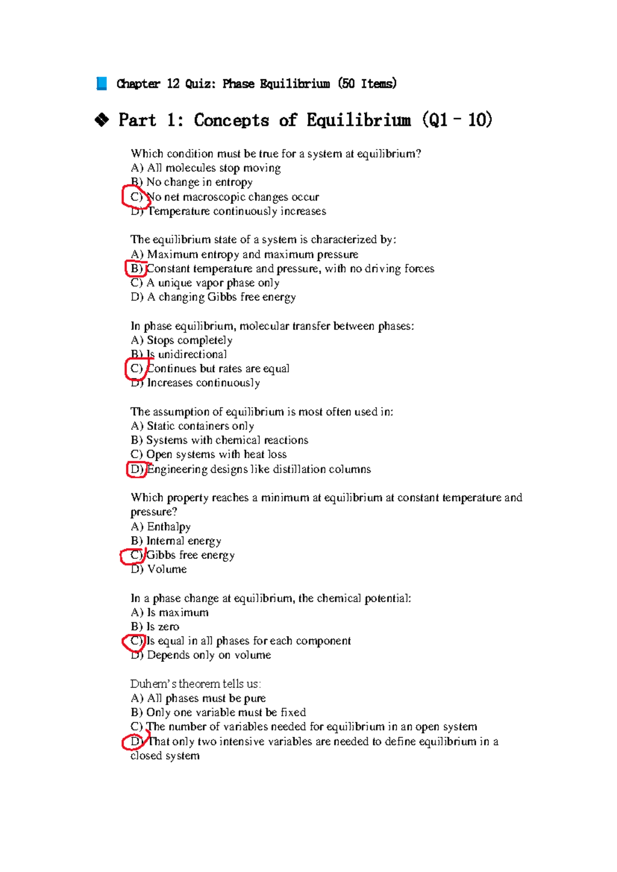 Chapter 12 Quiz: Phase Equilibrium Concepts and Applications - Studocu