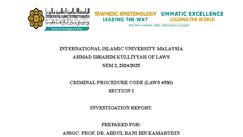 CPC Investigation Report: Criminal Procedure Code (LAWS 4530) - Studocu