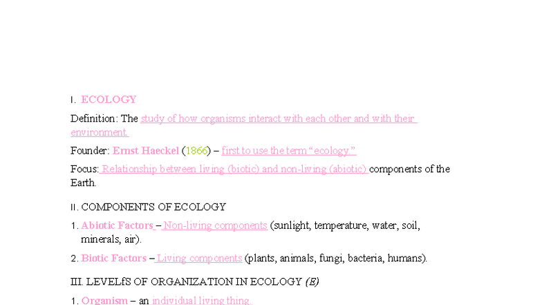 ECO 101 Final Exam Review: Key Concepts in Ecology - Studocu