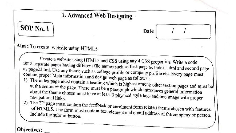Advanced Web Designing SOPs: HTML5 & CSS Projects (IT 101) - Studocu