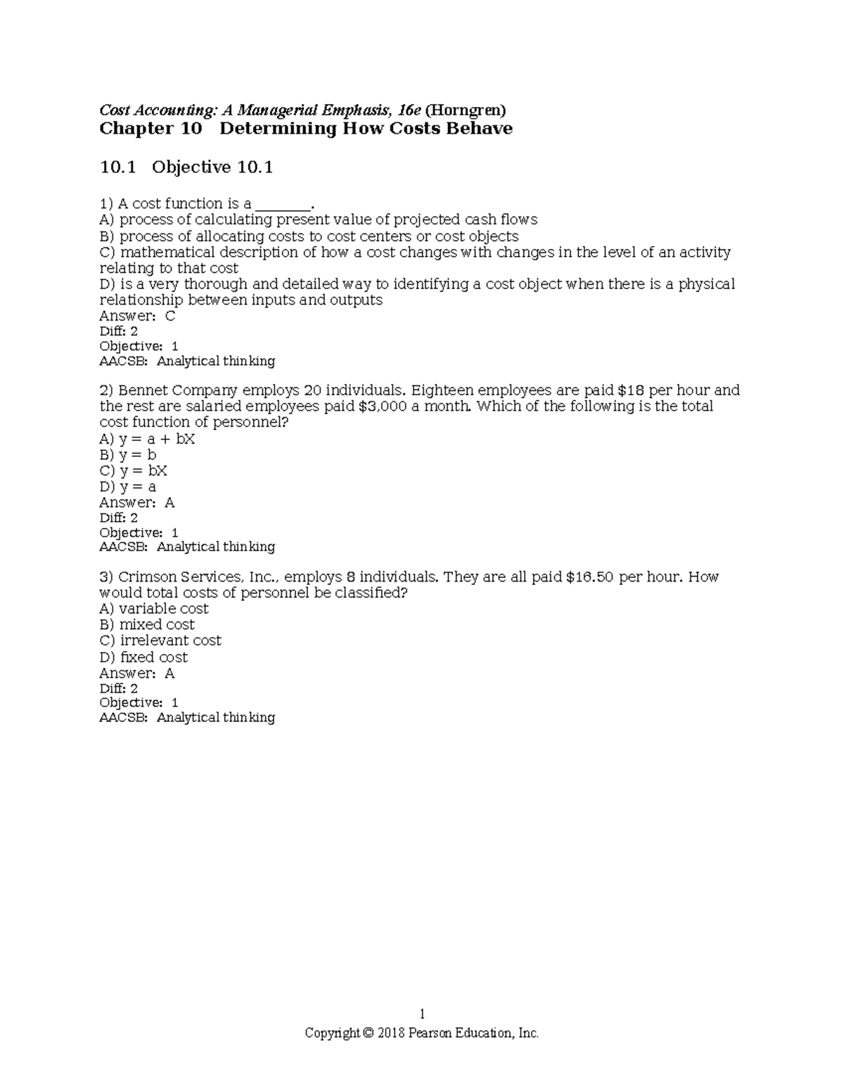 Cost Accounting (ACCT 301): Chapter 10 - Understanding Cost Behavior ...