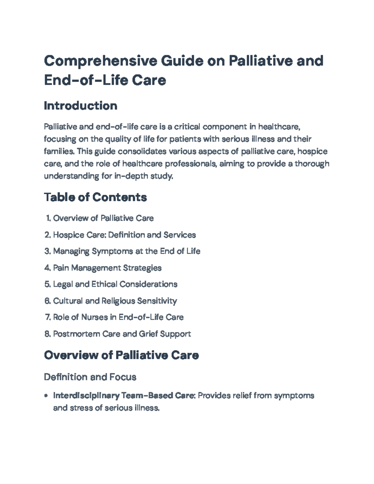Comprehensive Overview of Palliative & End-of-Life Care Strategies ...