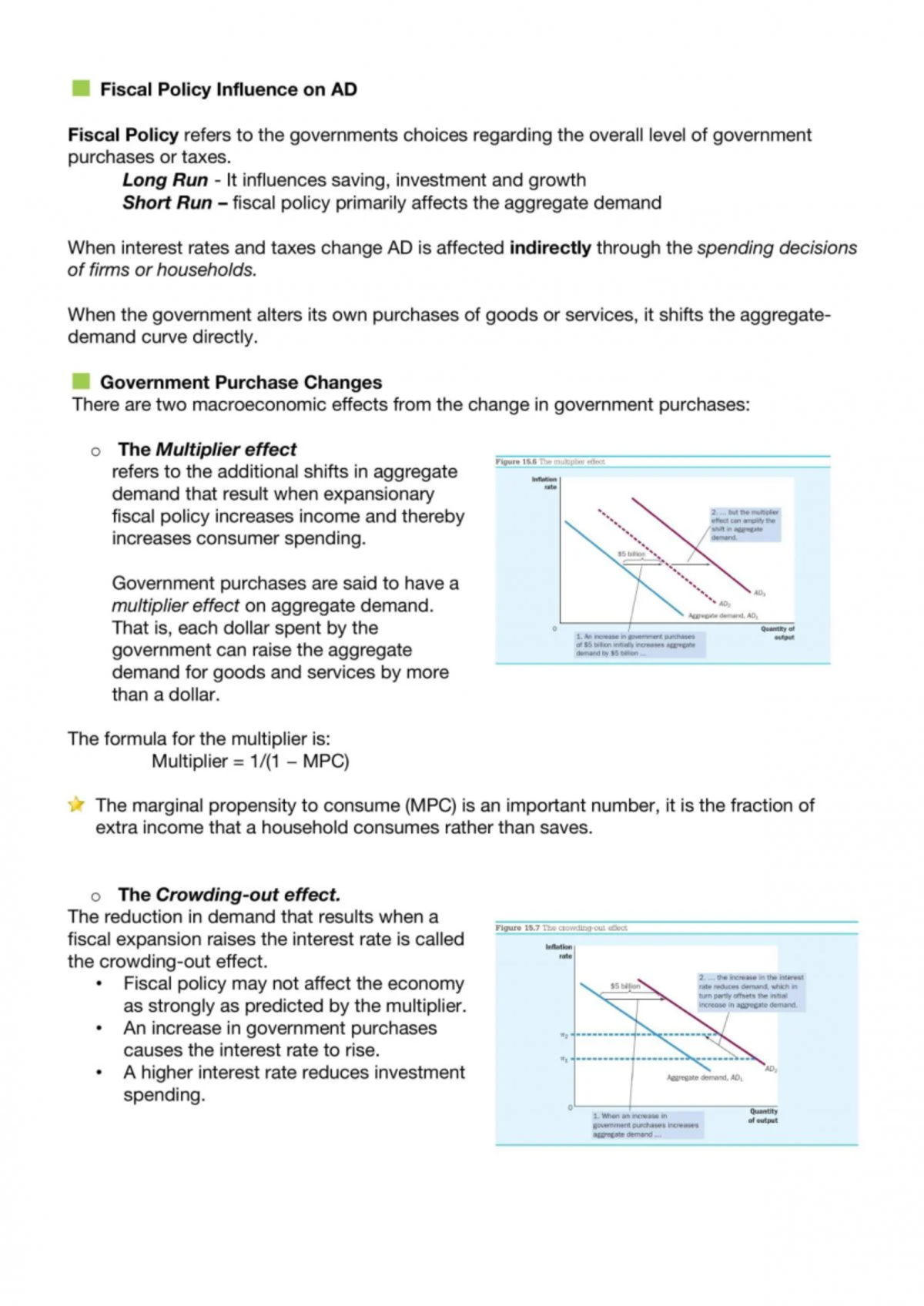 Macroeconomics Notes - Fiscal Policy Influence on AD Fiscal Policy ...