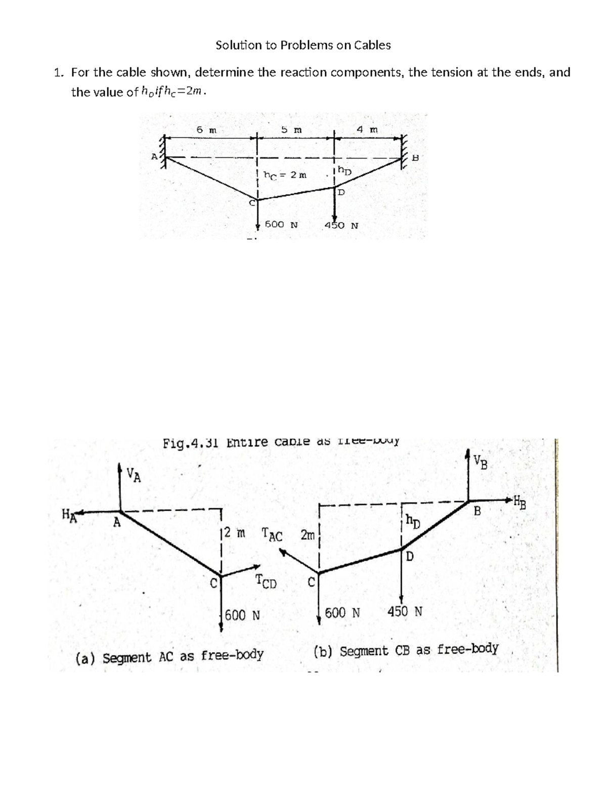 Solution to Problems on Cables(Lec 11) - Theory of Architecture ...