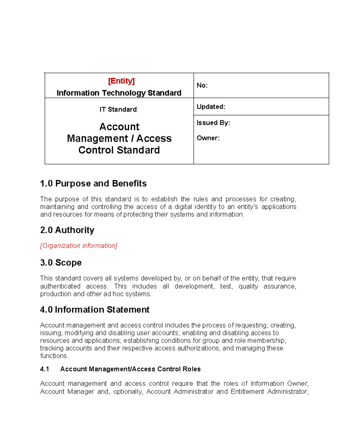 IT Standard: Account Management Access Control Guidelines - Studocu