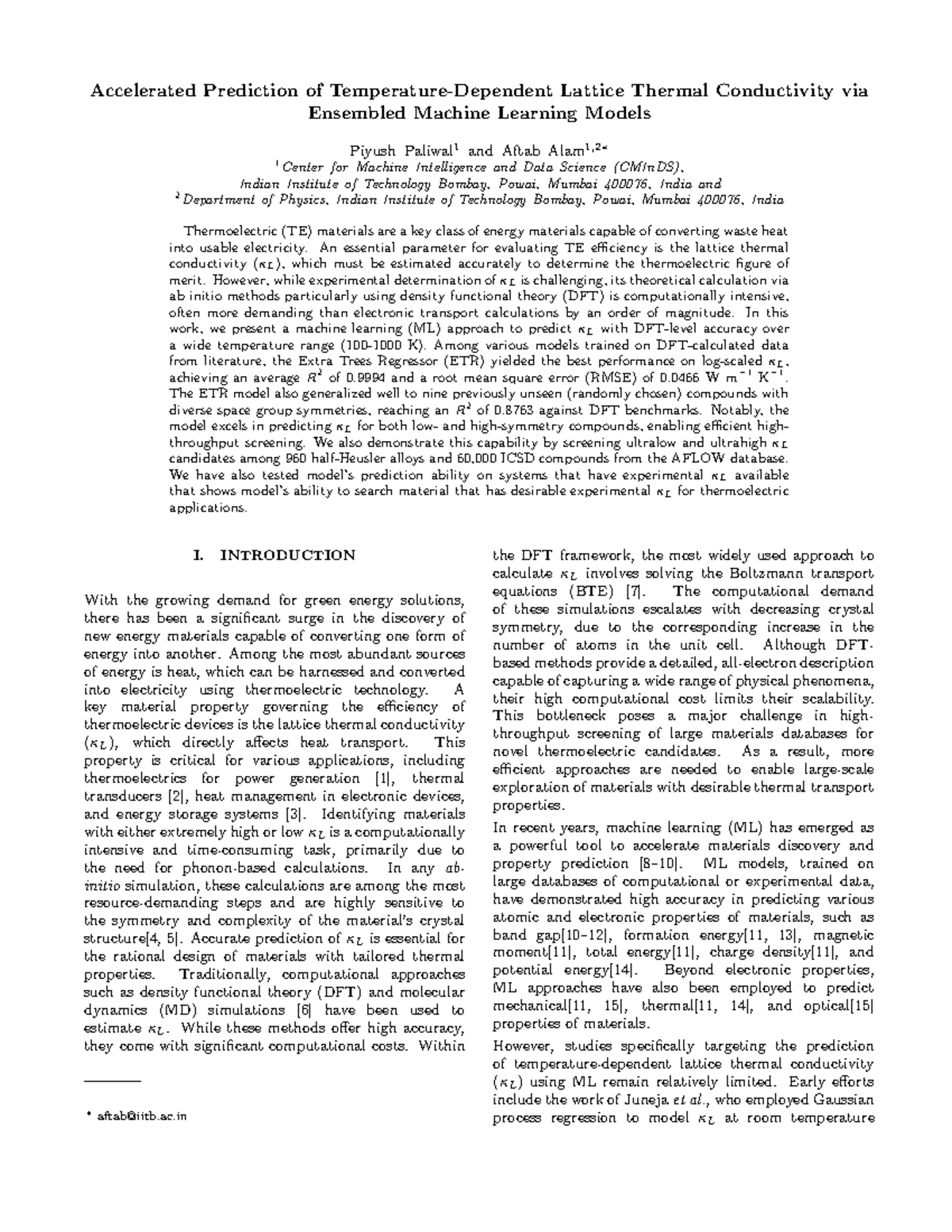 Accelerated Prediction of Lattice Thermal Conductivity via ML Models ...