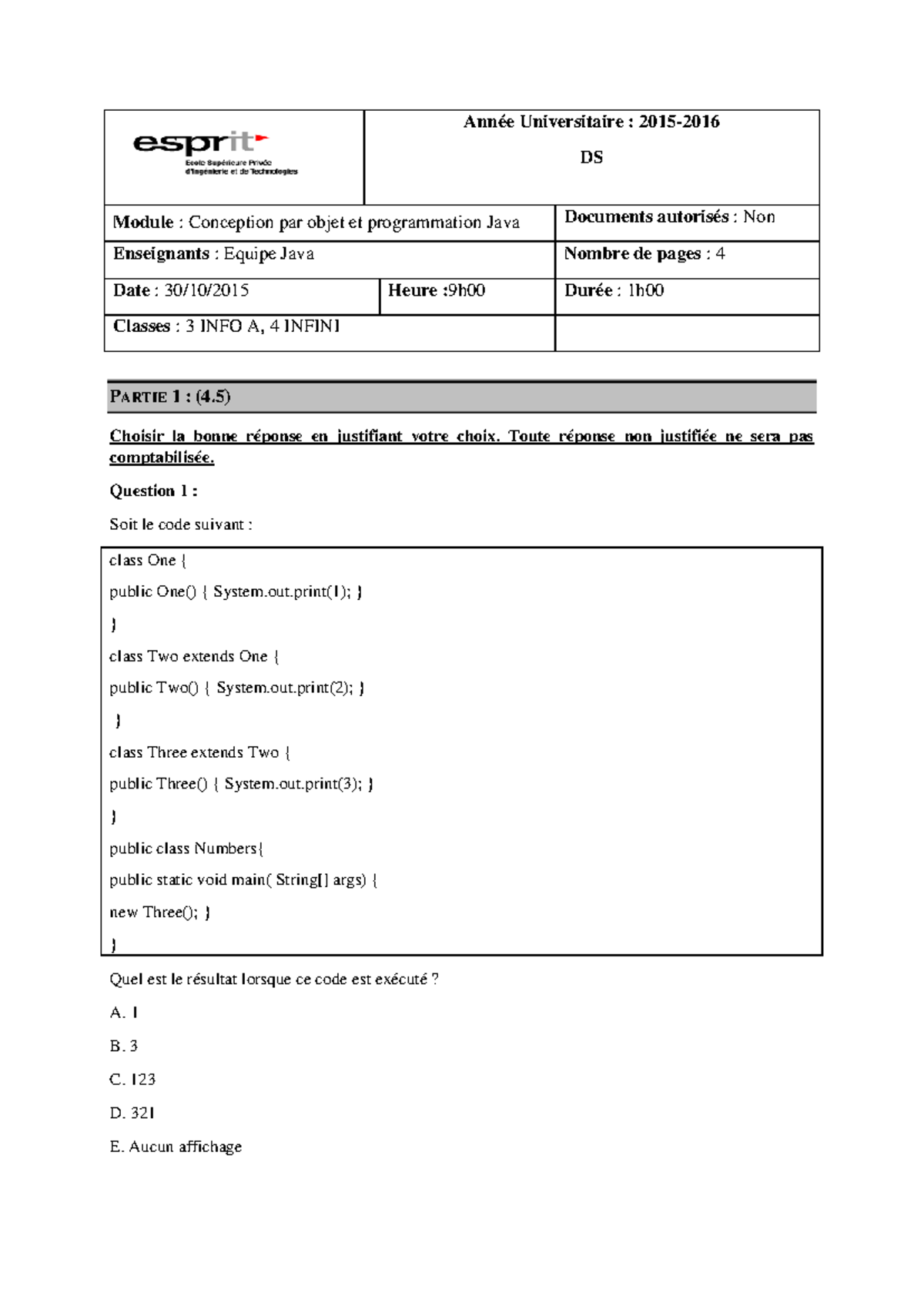 DS Java 2015 : Correction de l'évaluation sur la Conception par Objet ...
