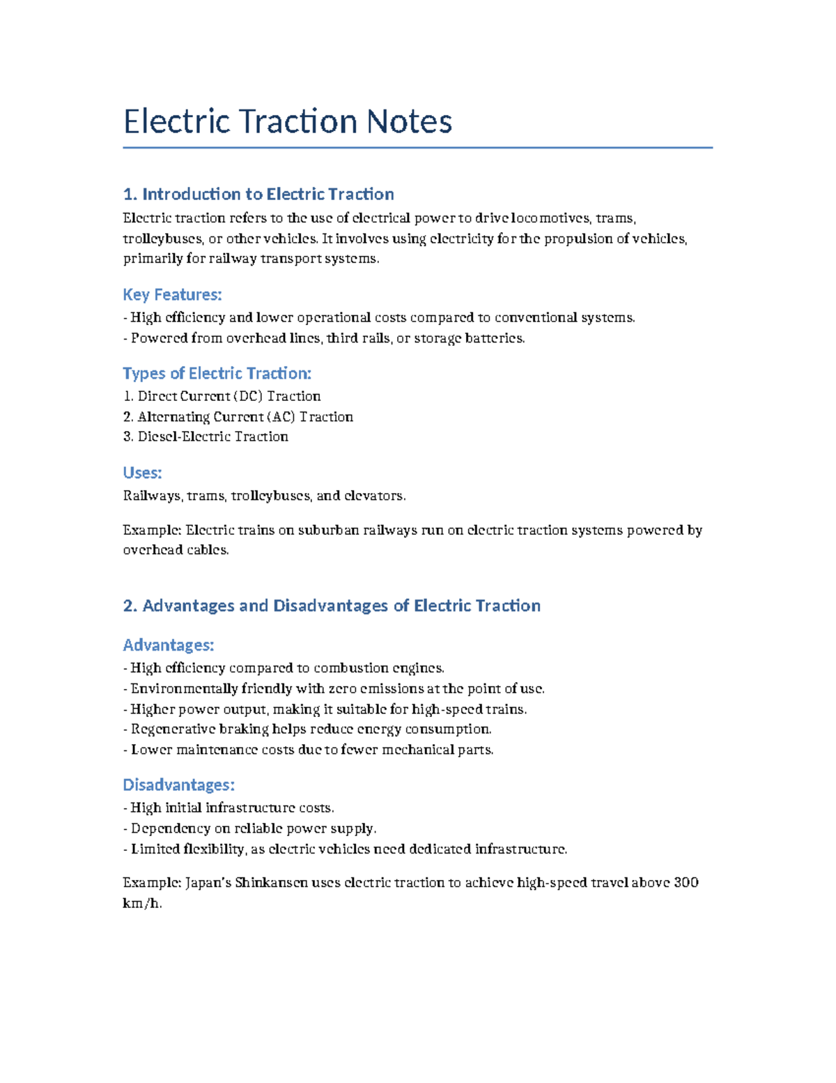 Electric Traction Systems Overview: Types, Advantages, and Trends - Studocu