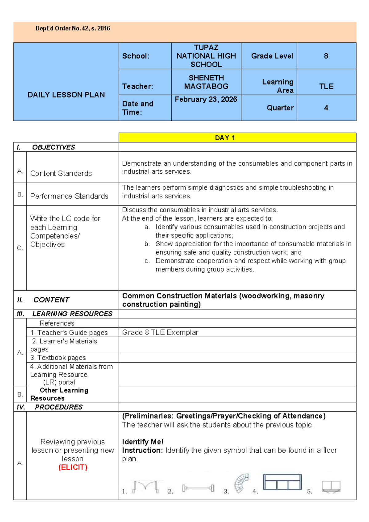 TLE 8 Lesson Plan: Week 3 - Day 1 Overview and Activities - Studocu