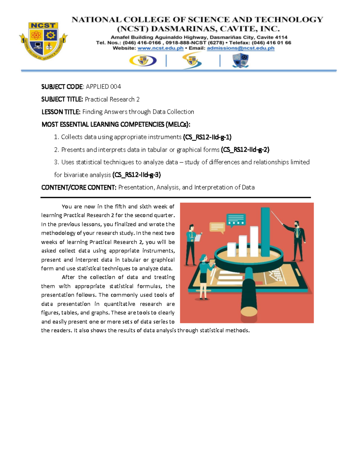 Practical Research 2 (APPLIED 004) Q2 Lesson: Data Collection ...