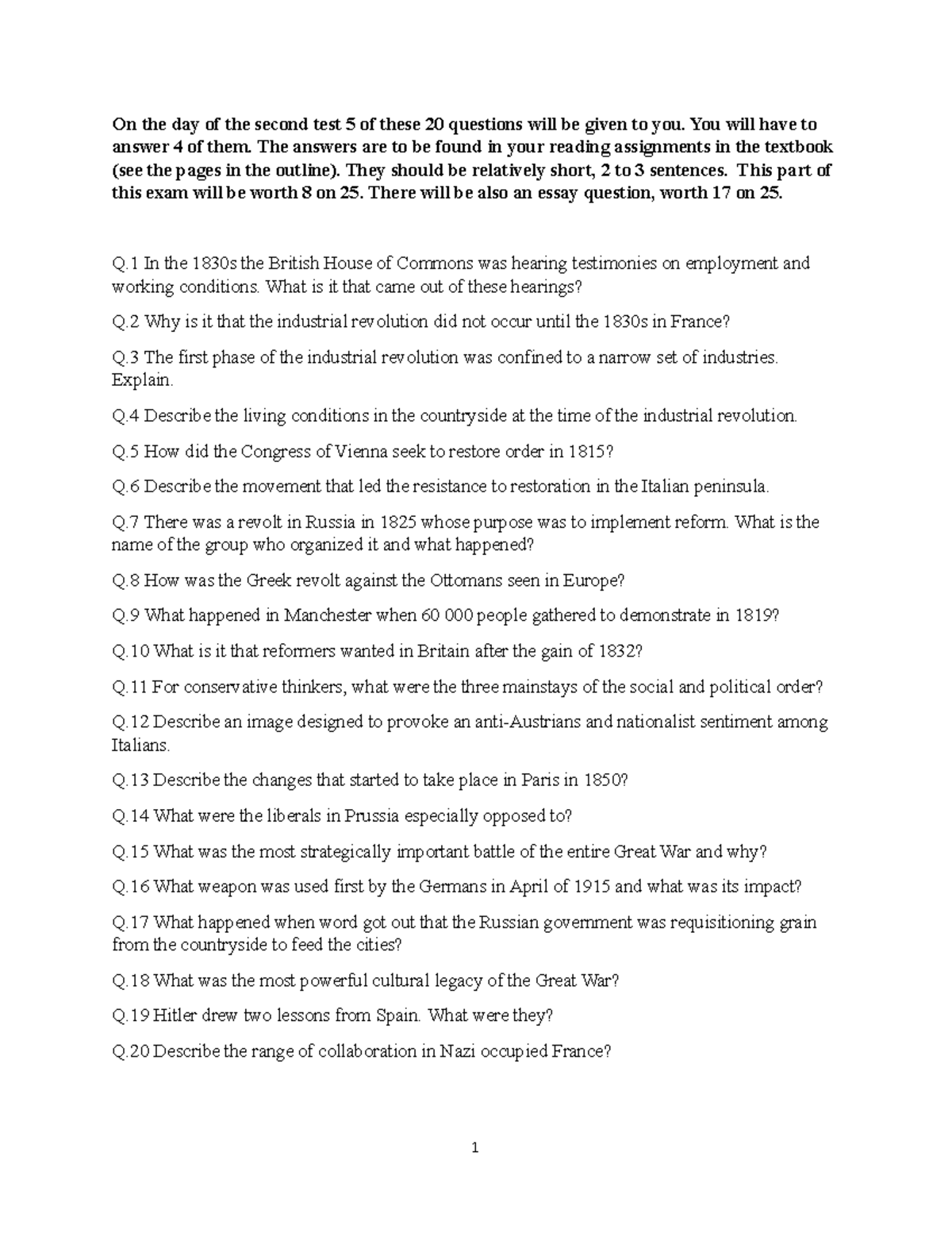 Western Civilization Test 2, Questions and Key Insights for 2017 - Studocu