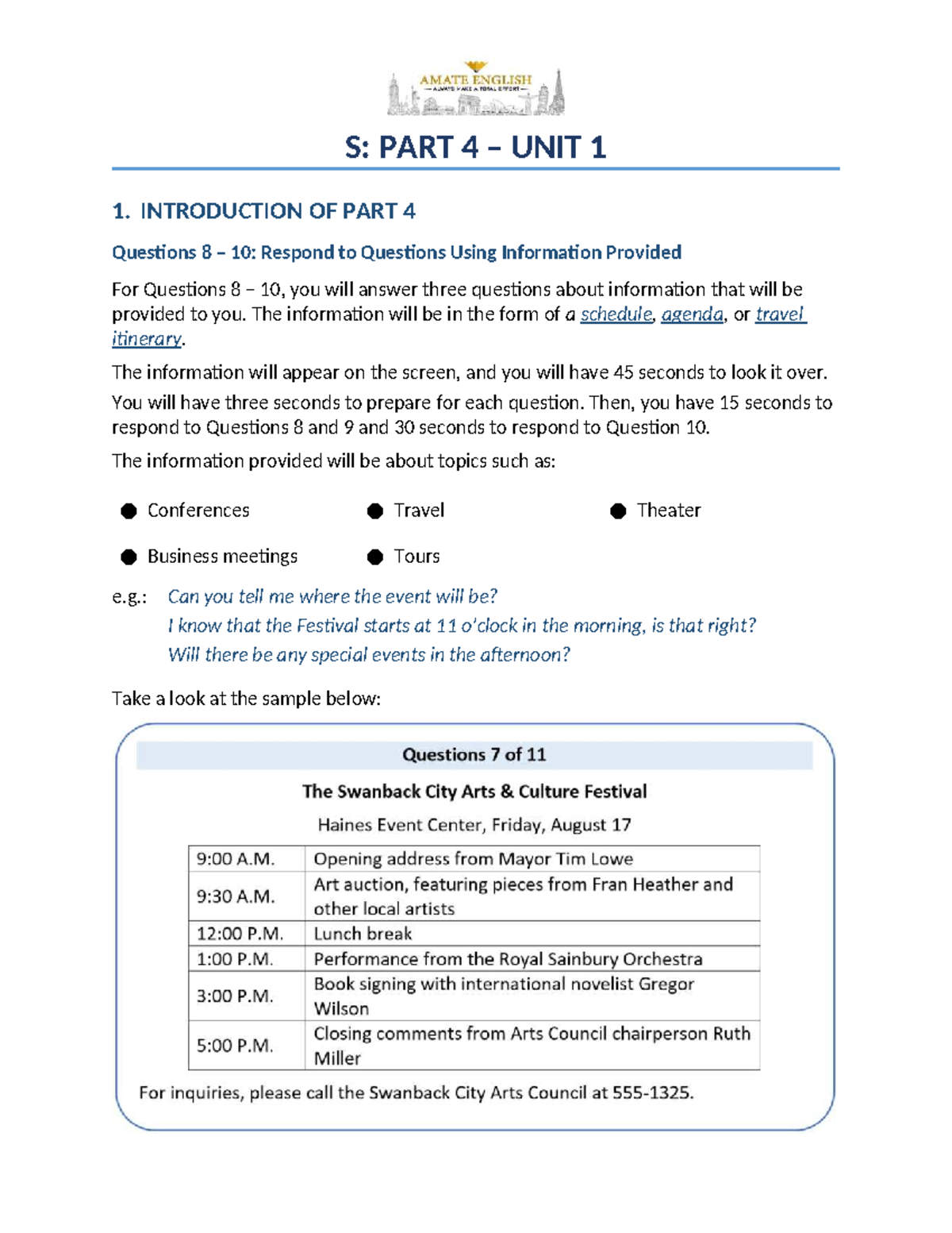 S: PART 4 UNIT 1 - Introduction to Question Types and Responses ...