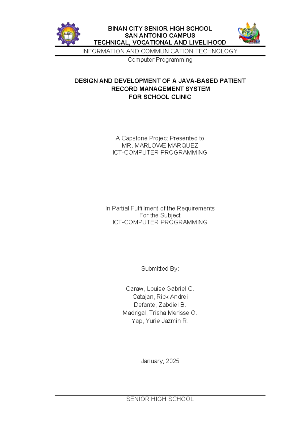 Patient Record Management System for School Clinic (Programming) - Studocu