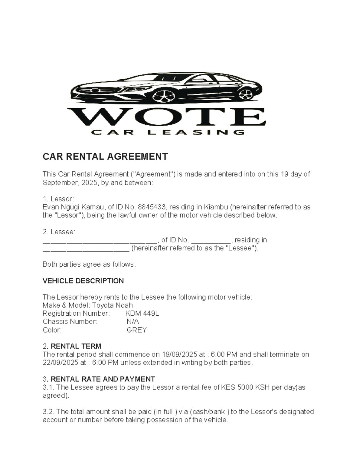 CAR Rental Agreement - Terms and Conditions Overview - Studocu