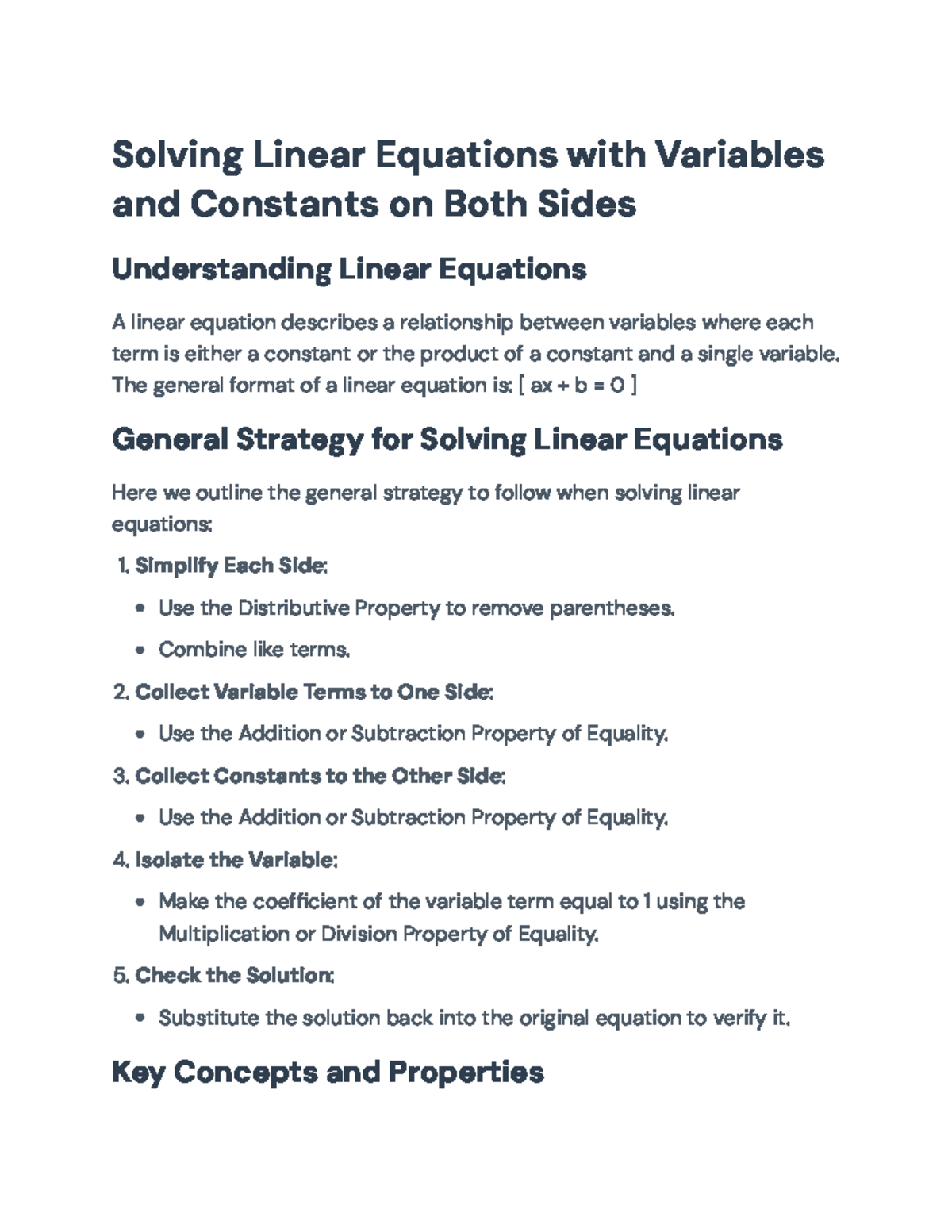 Solving Linear Equations with Variables and Constants (Course Code ...