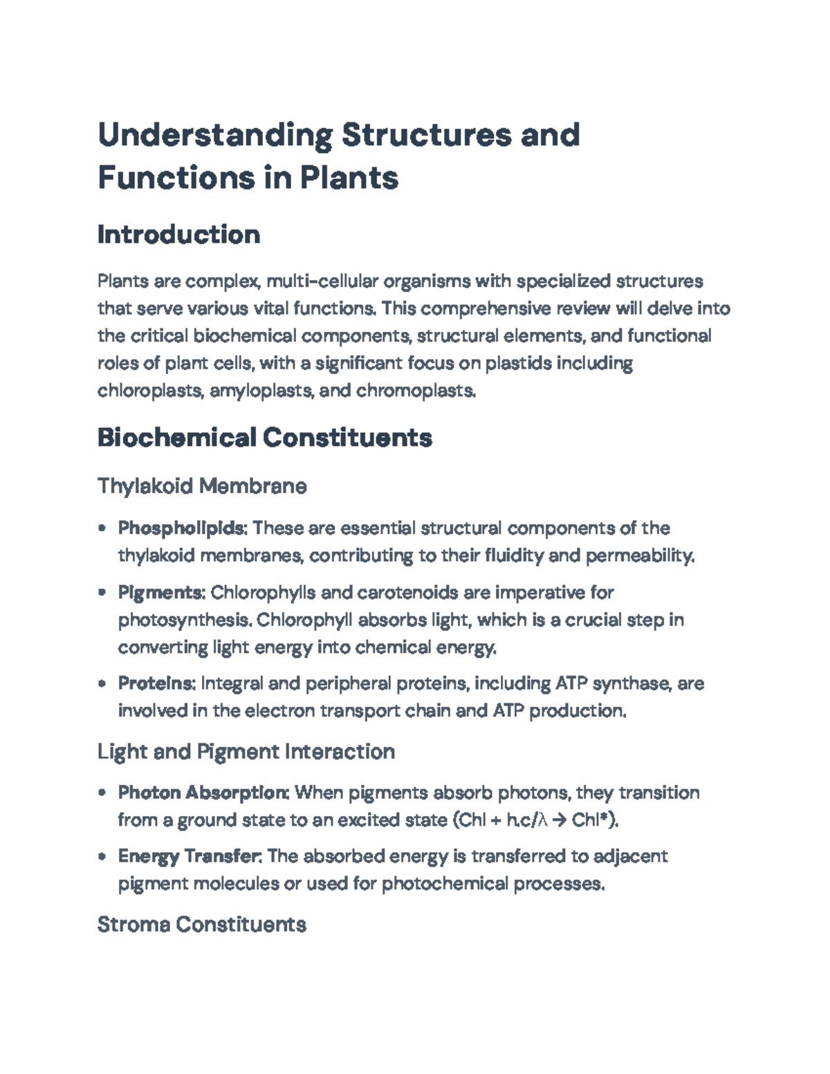 Understanding Plant Structures and Functions: A Comprehensive Overview ...
