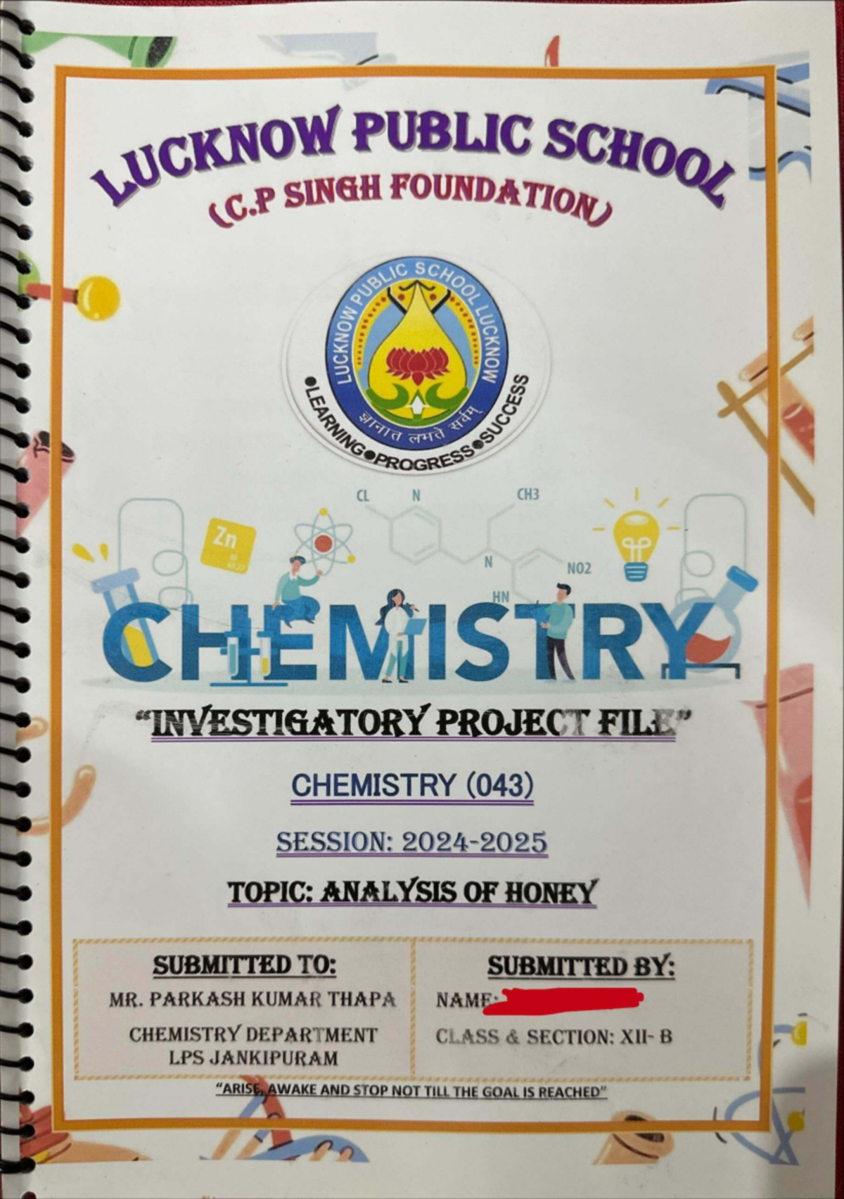Analysis of Honey: Investigatory Project File for Chemistry (043) - Studocu