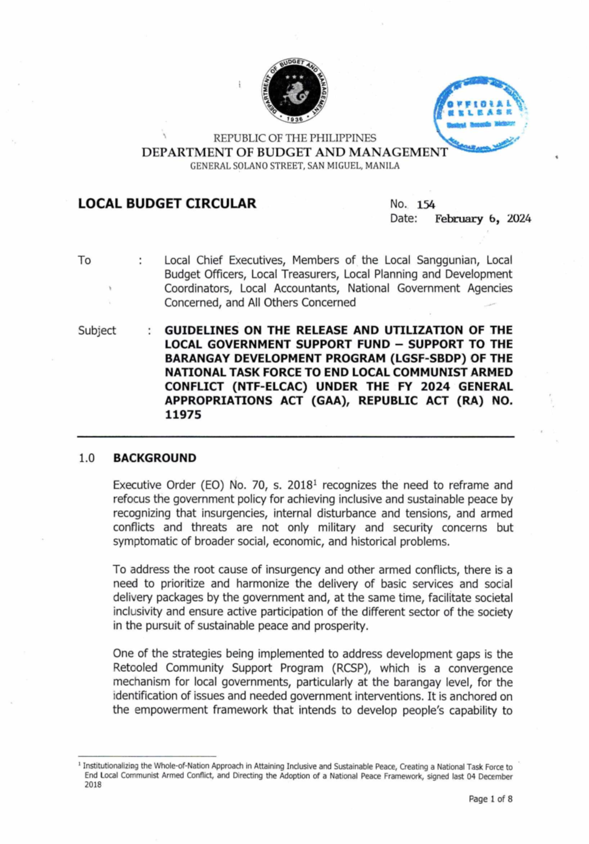 LBC No. 154: Guidelines for Local Government Support Fund Utilization ...