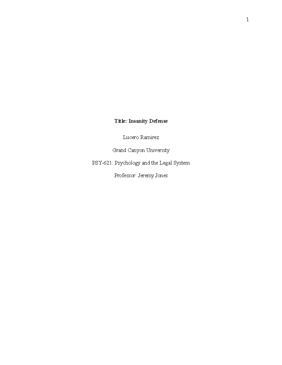 PSY-621: Insanity Defense in Criminal Law - A Comprehensive Overview ...