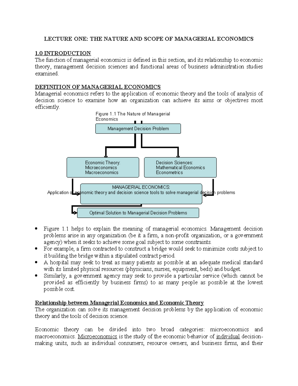LECTURE 1: NATURE & SCOPE OF MANAGERIAL ECONOMICS - Studocu