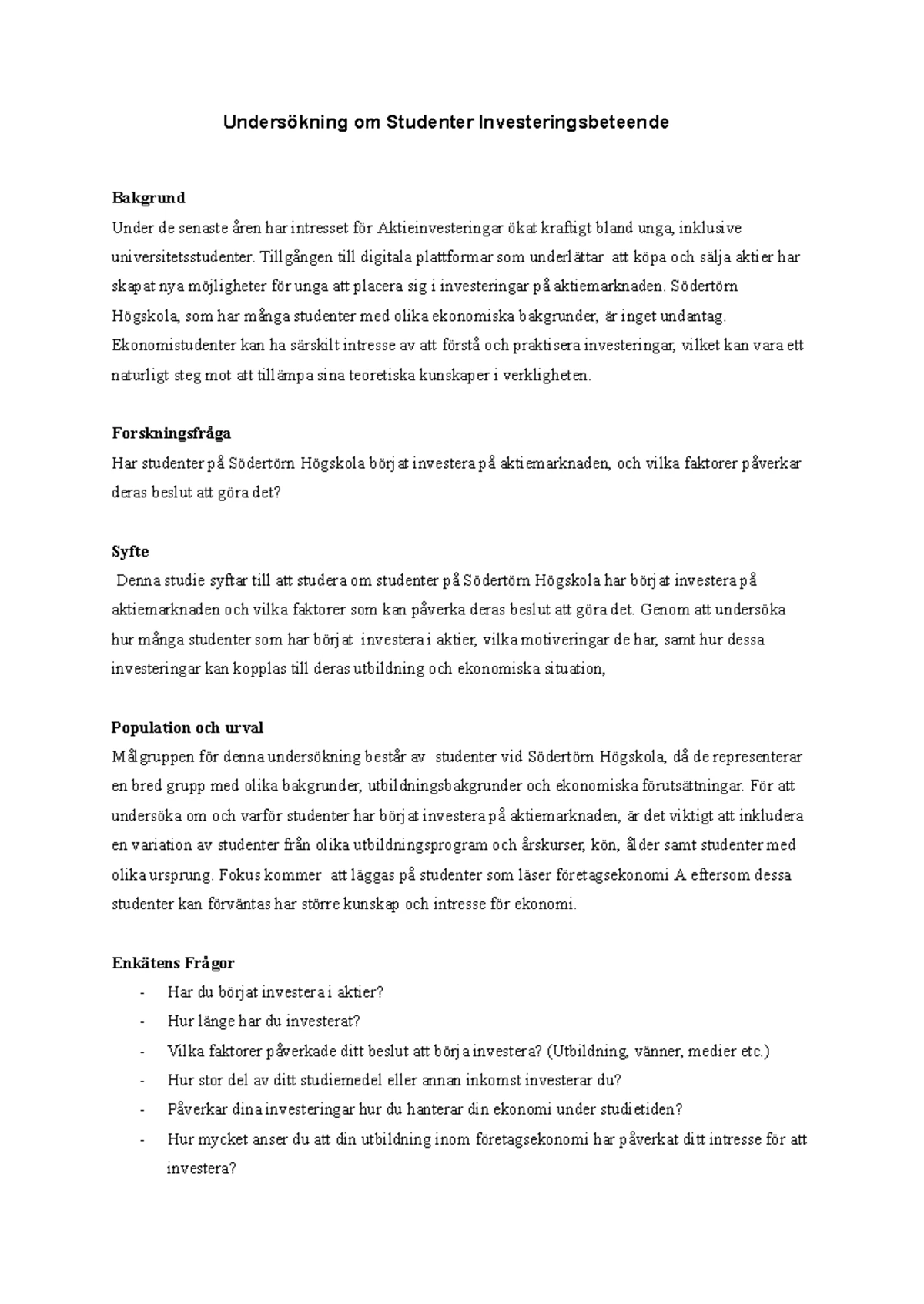 FIN 101: Assignment 1 - Overview of Financial Markets and ...