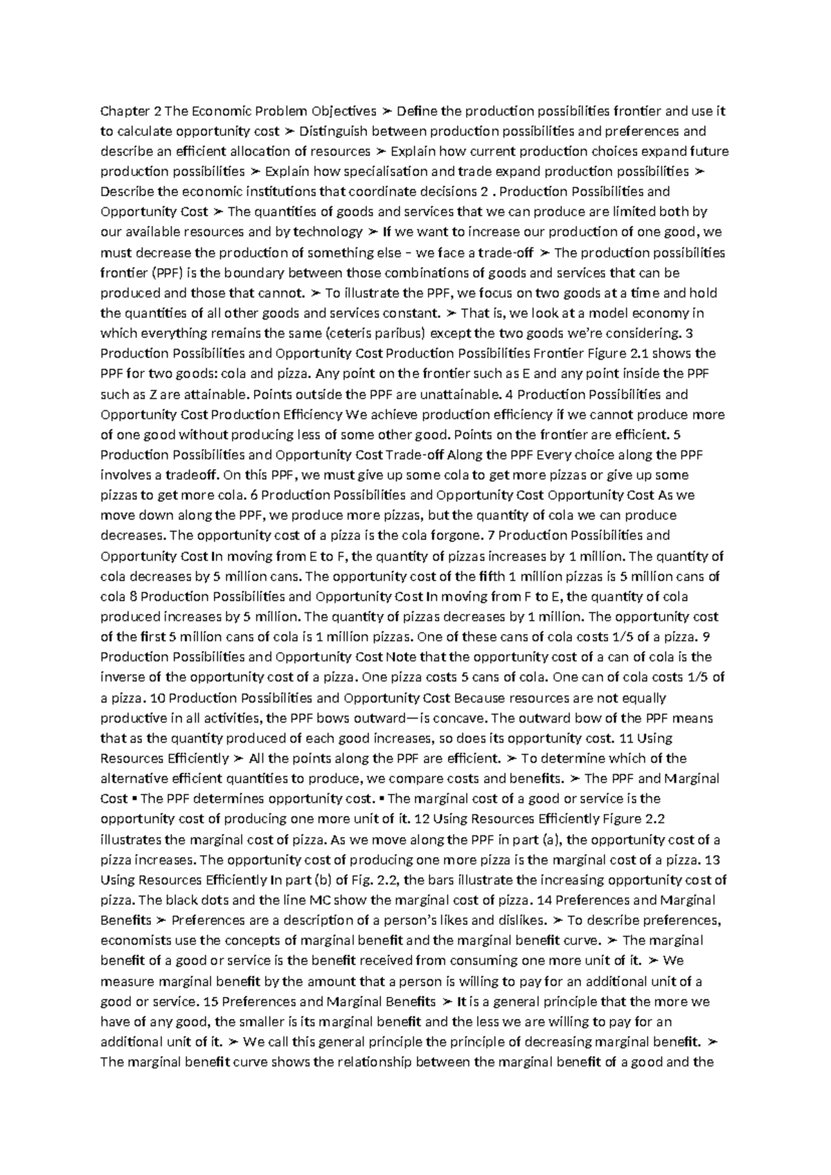 Chapter 2: The Economic Problem - Production Possibilities ...