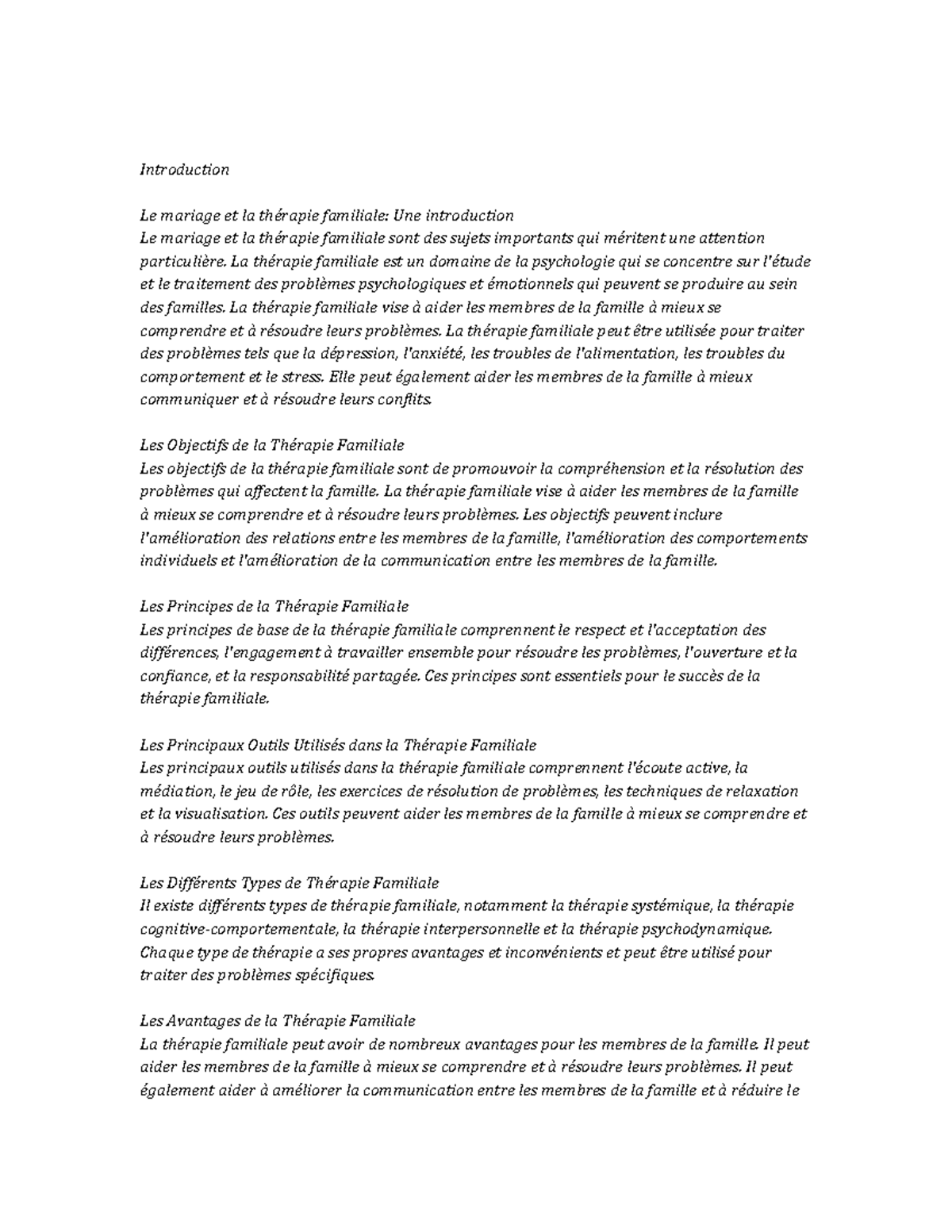 Marriage and Family Therapy Study Notes - Introduction Le mariage et la ...