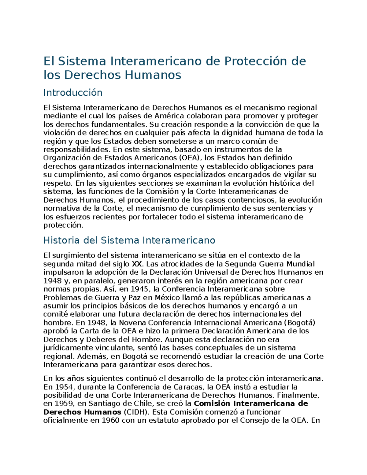 El Sistema Interamericano de Protección de los Derechos Humanos ...