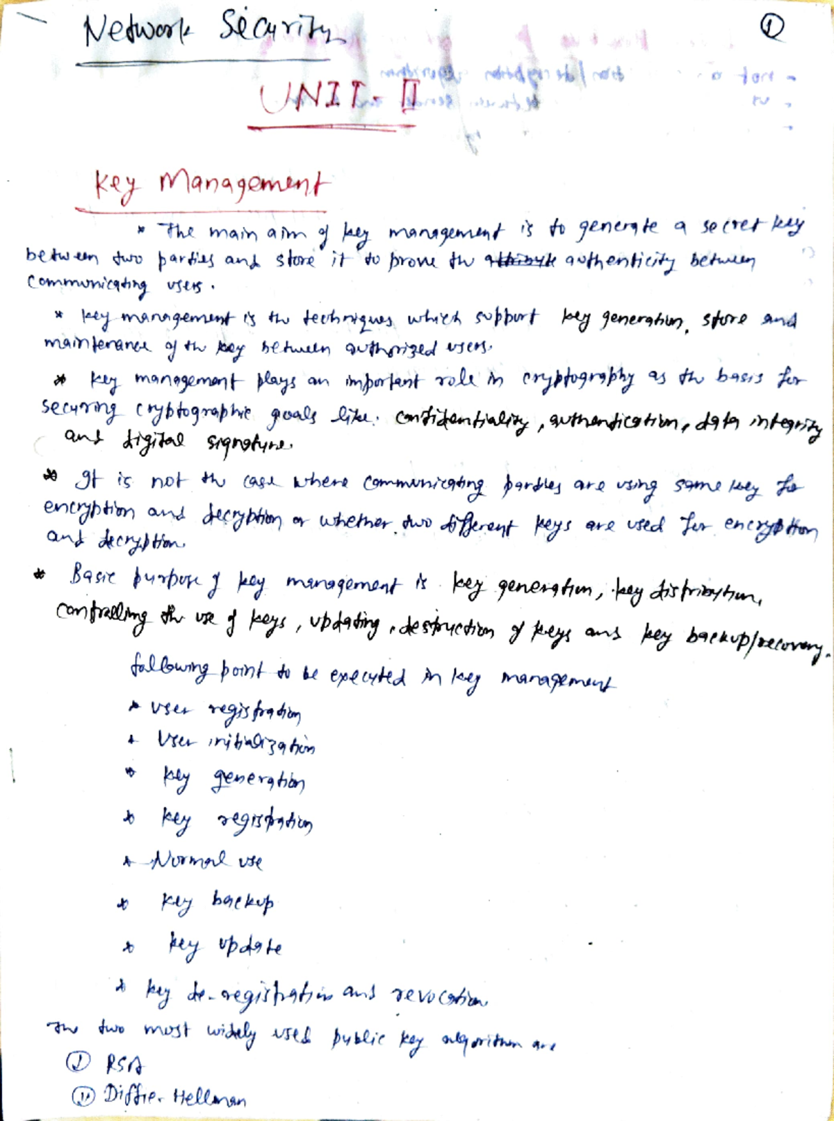 Network Security Unit 1: Key Management and Cryptography Concepts - Studocu