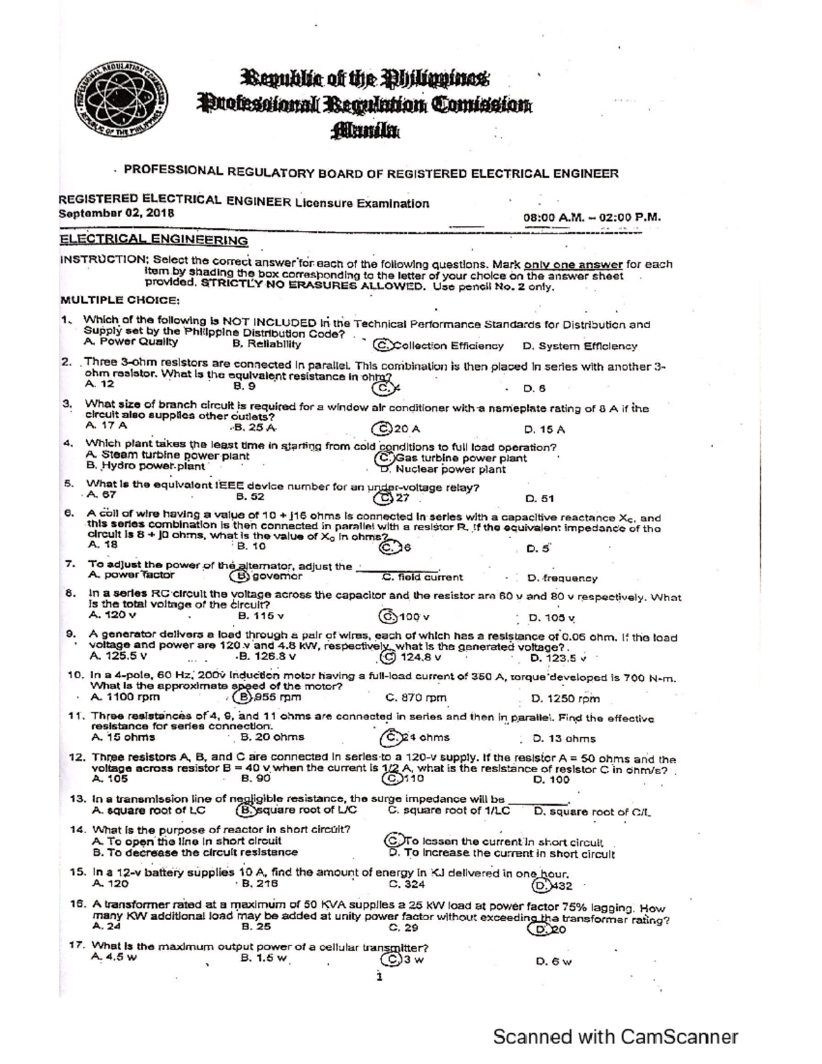REE Board 2018 Major 1 - Licensure Exam Review Questions - Document Preview
