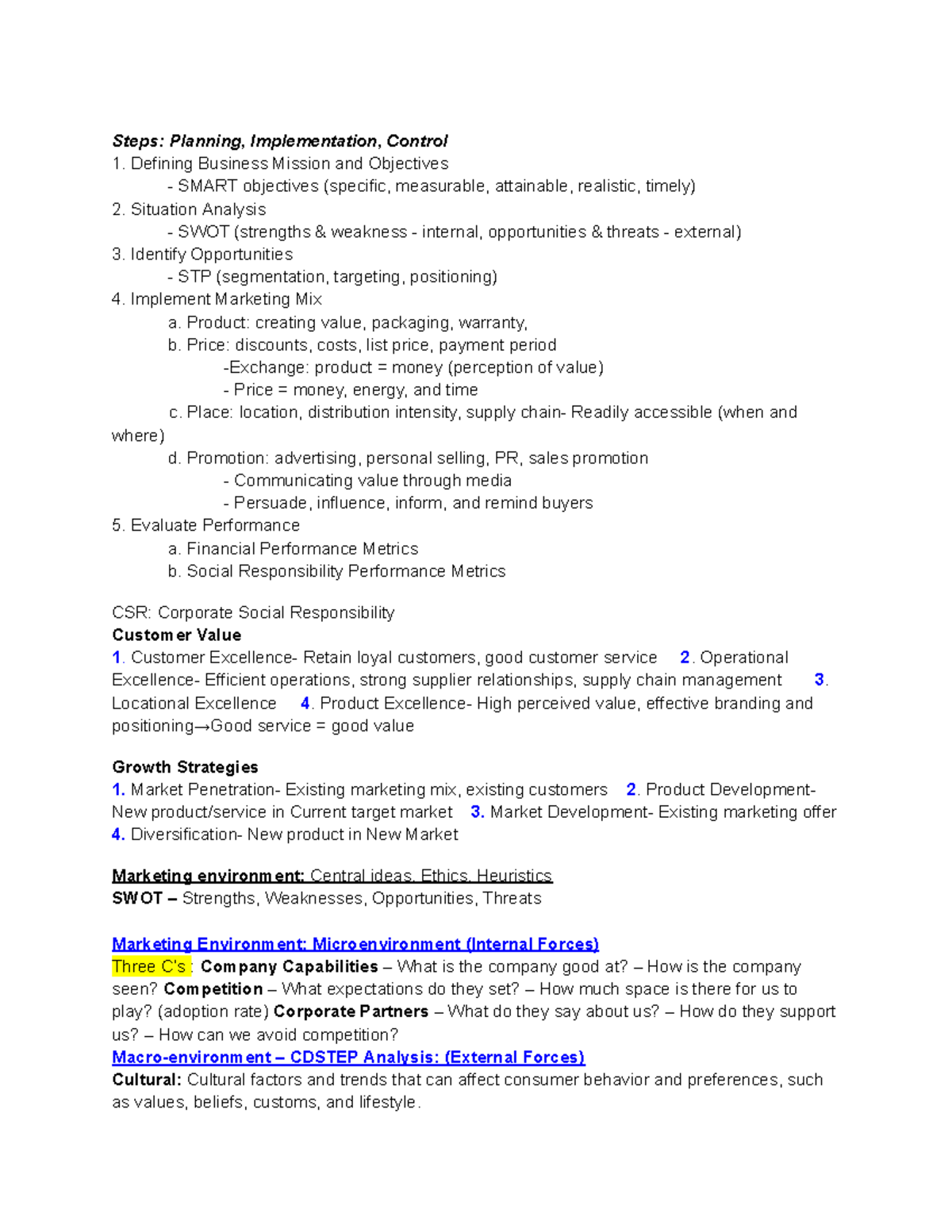MKT 101 Final Exam Cheat Sheet: Key Concepts & Strategies - Studocu