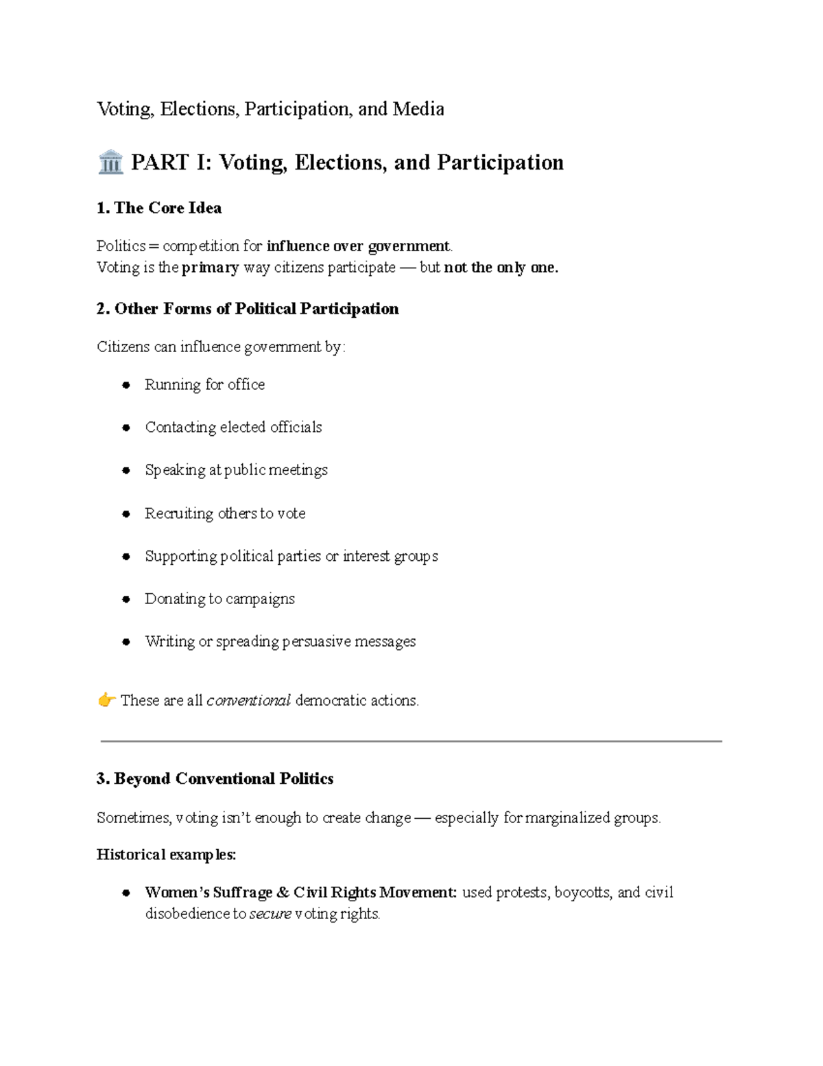 Voting, Elections, and Media Study Guide (Part I & II) - Studocu
