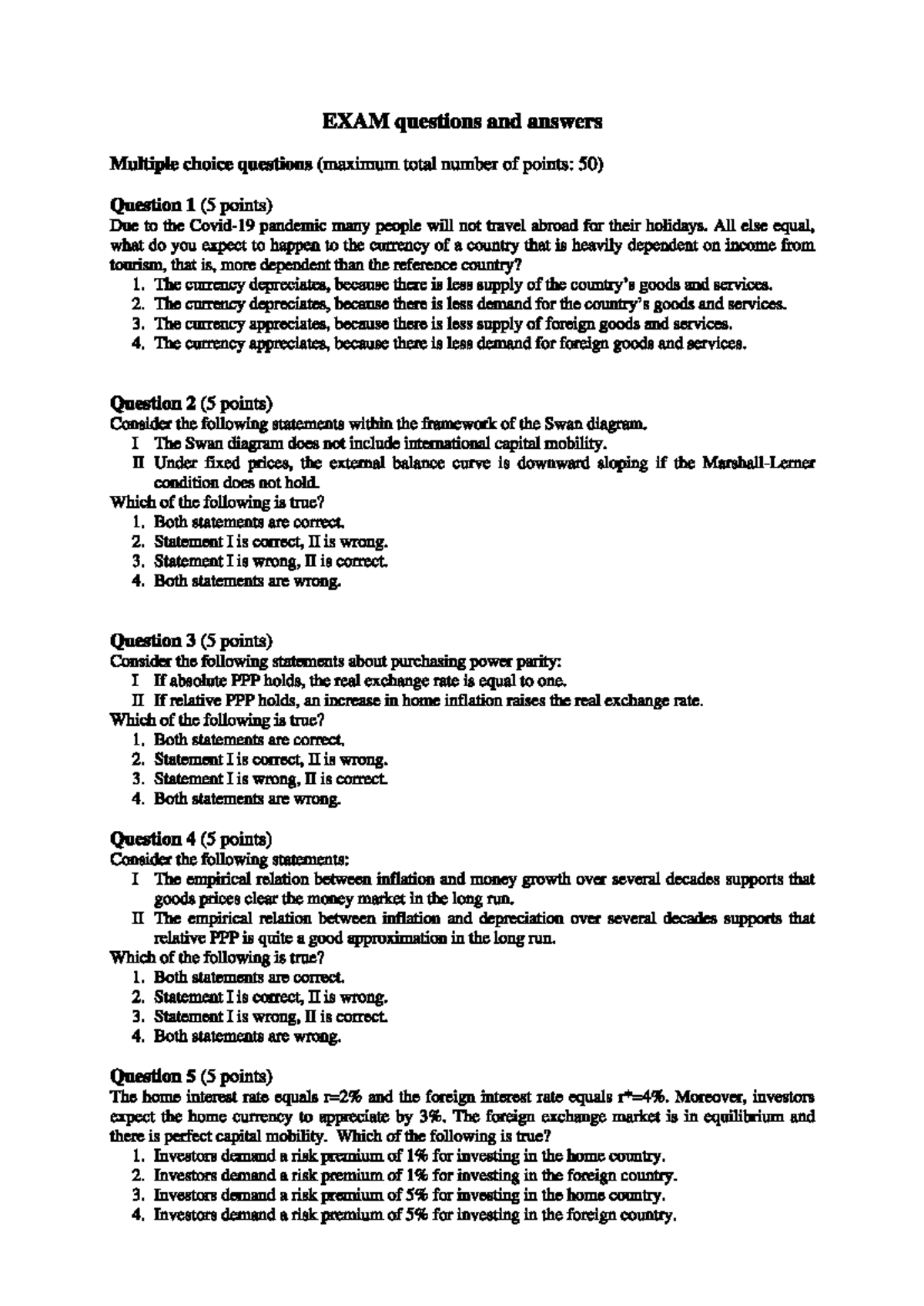 Tentamen IMF Resit 2020 Study Guide and Preparation Notes - Studeersnel