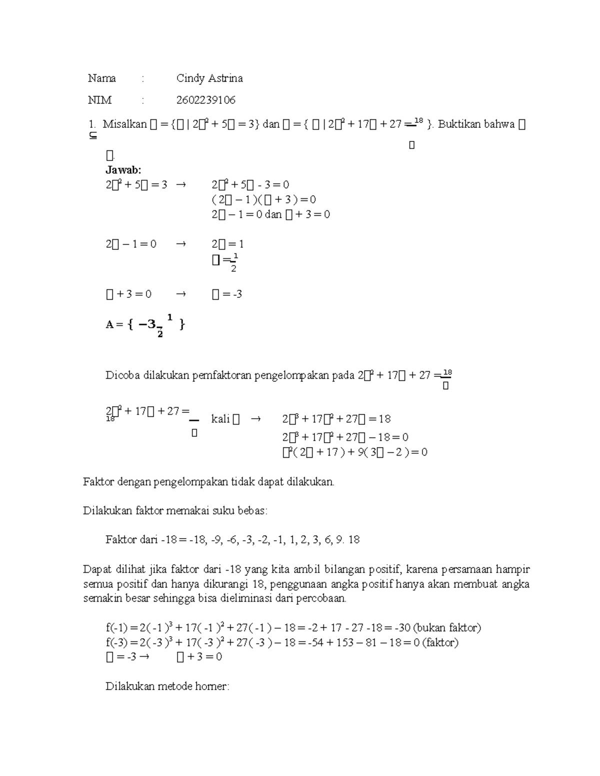 Set Theory 1 Solutions - Math Document - Studocu