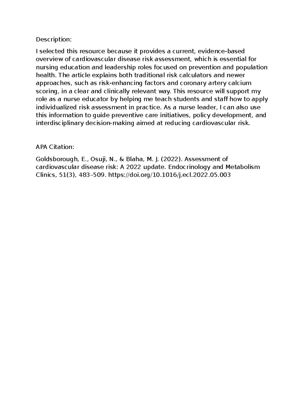 TOOL KIT: Cardiovascular Disease Risk Assessment for Nursing - Studocu