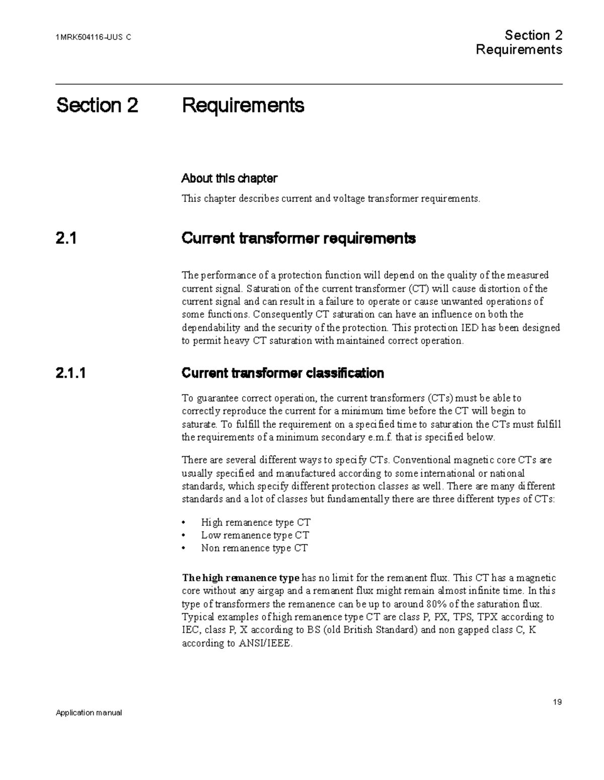 Section 2 Requirements C: Current and Voltage Transformer ...